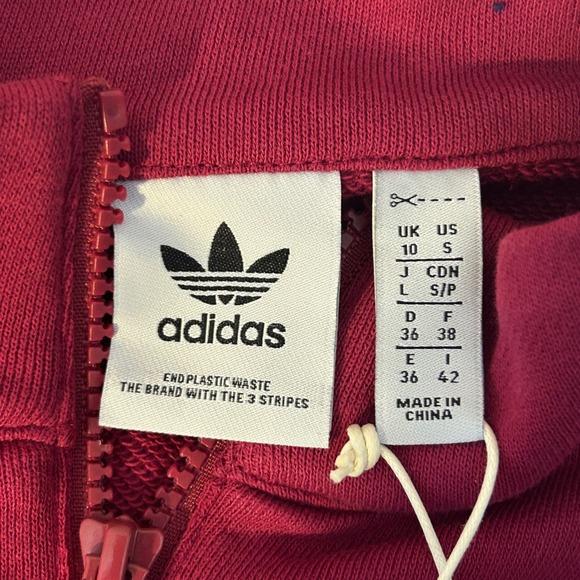 Adidas Women's 1/4 Zip Pullover Sweatshirt Red 3 Stripe Trefoil Logo‎ - Picture 4 of 6